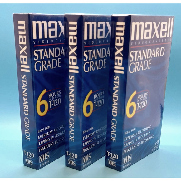 VHS VCR Tapes NEW & SEALED 3 Set of Maxwell 6-Hour Blank Tapes - Picture 2 of 8